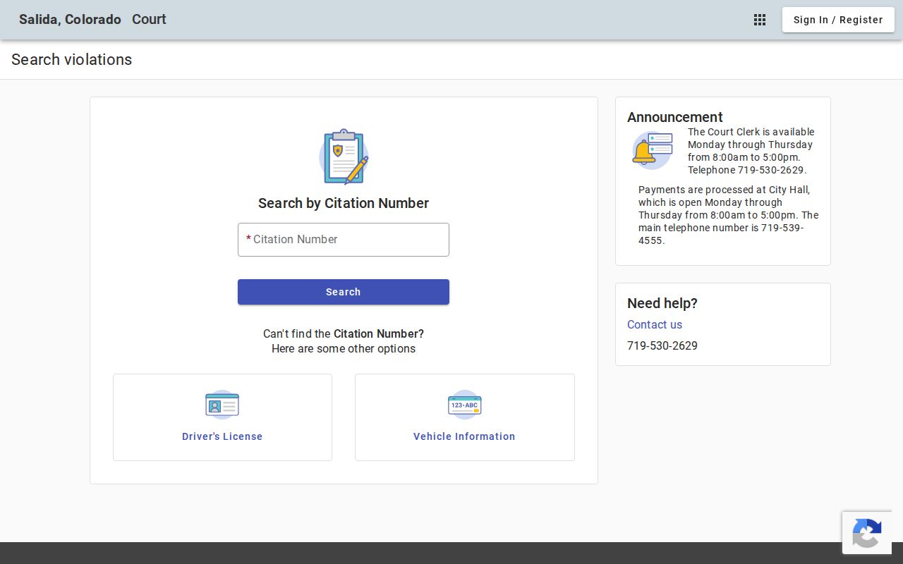 Chaffee County case lookup alternative for Salida municipal citations