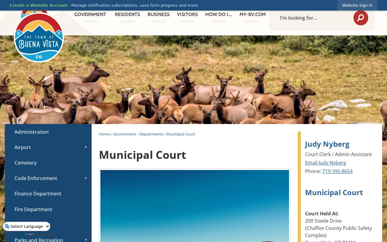 Chaffee County traffic ticket information from Buena Vista Municipal Court