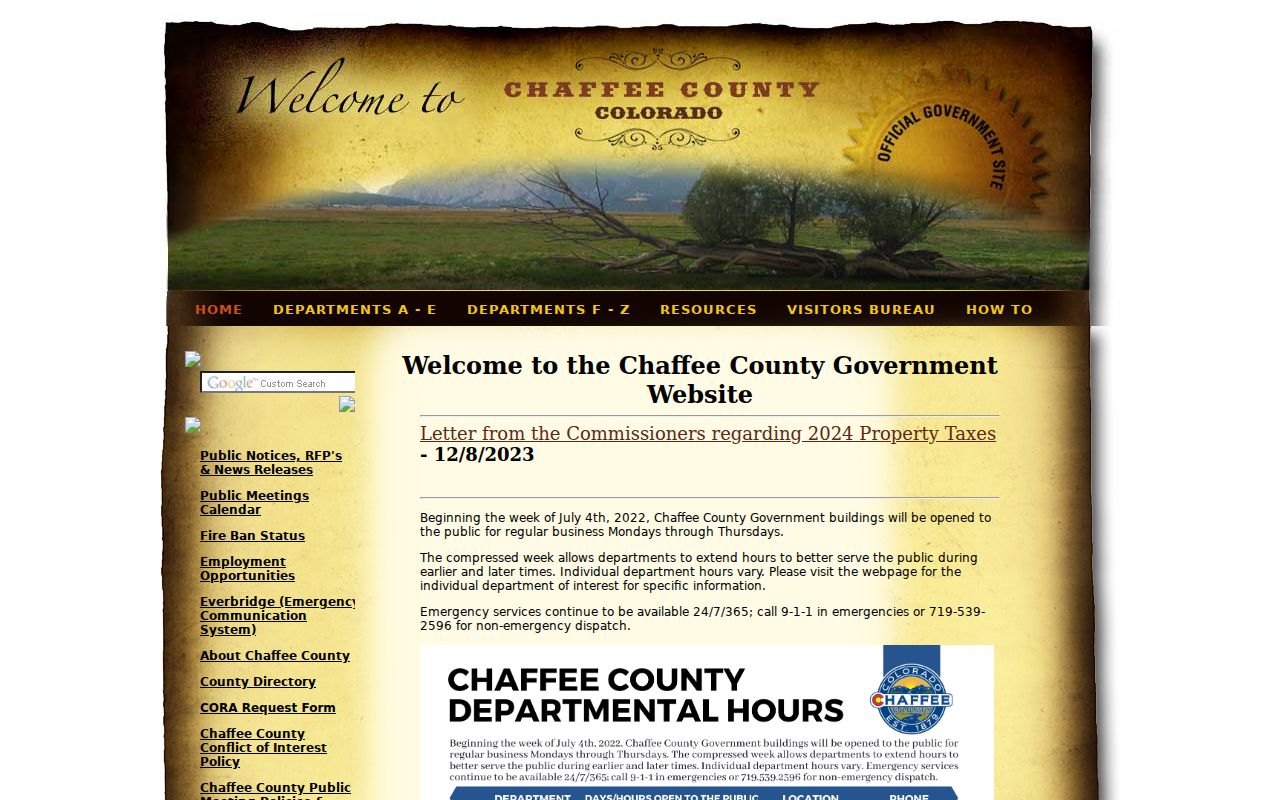 Chaffee County government records portal separate from court dockets