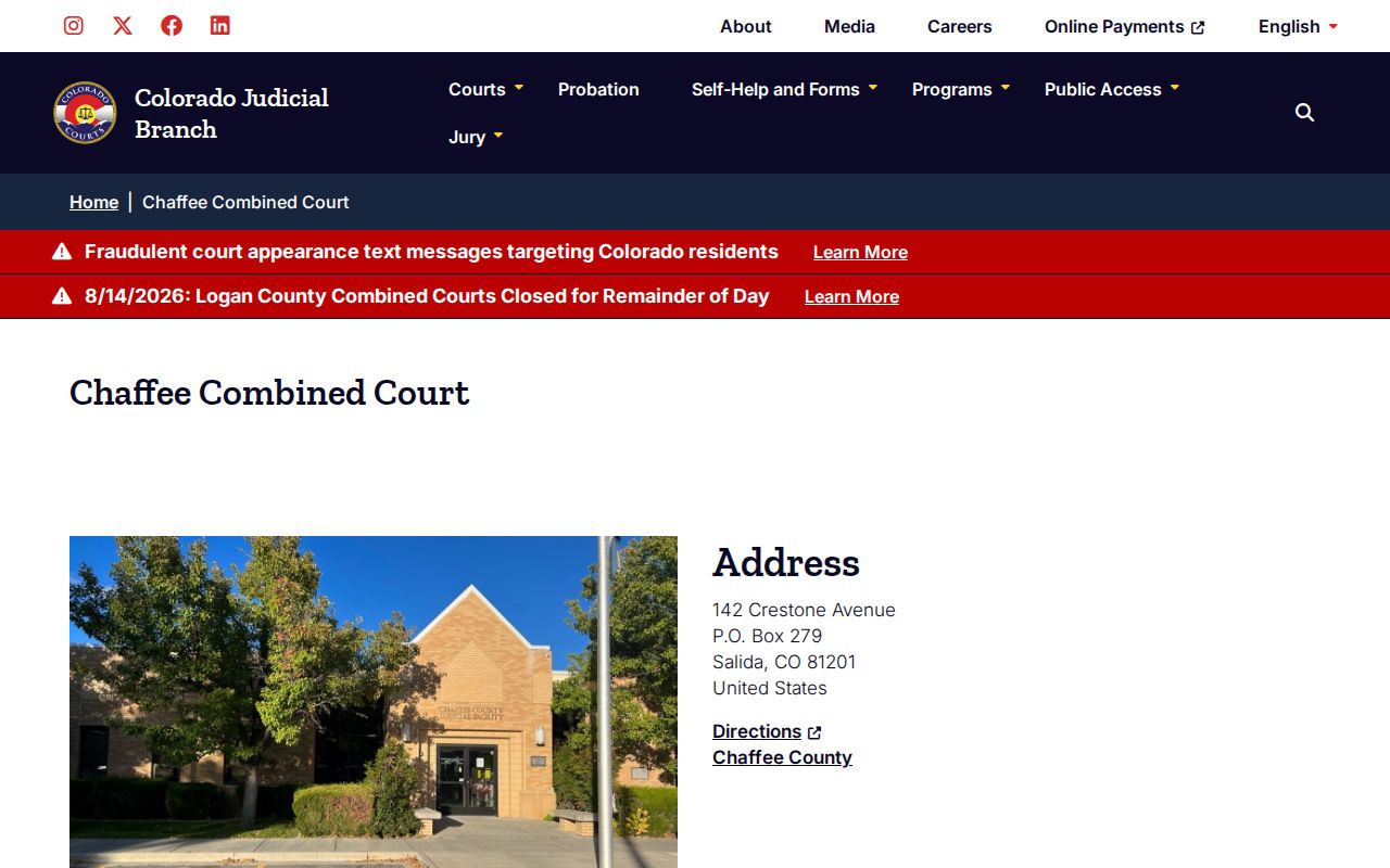 Chaffee County court docket courthouse contact and location